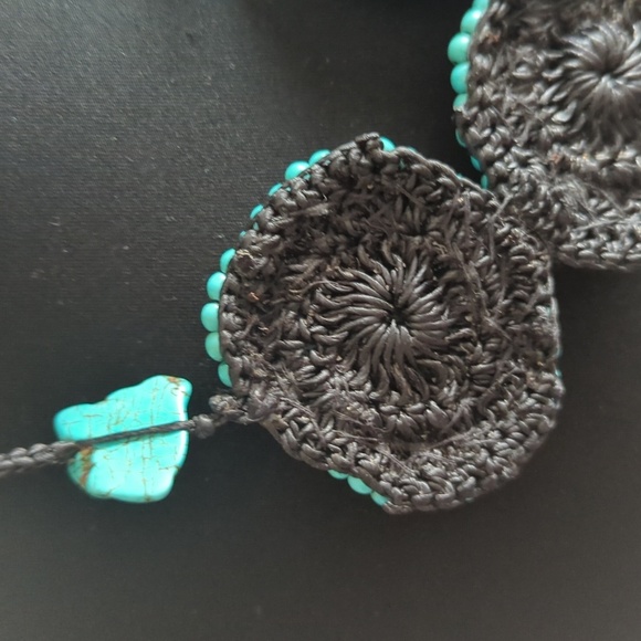 Handcrafted Turquoise and Beaded Statement Necklace Bold Bright Boho - Picture 8 of 11